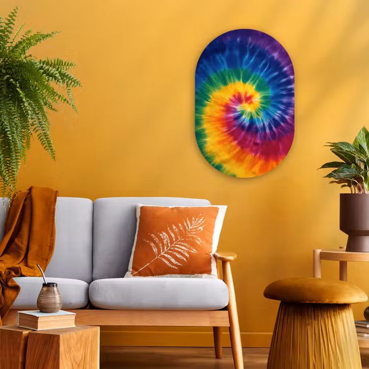 Regenboogkleuren - Spiraal - Kleurrijk Wandcirkel Ovaal Forex klein -sfeer4