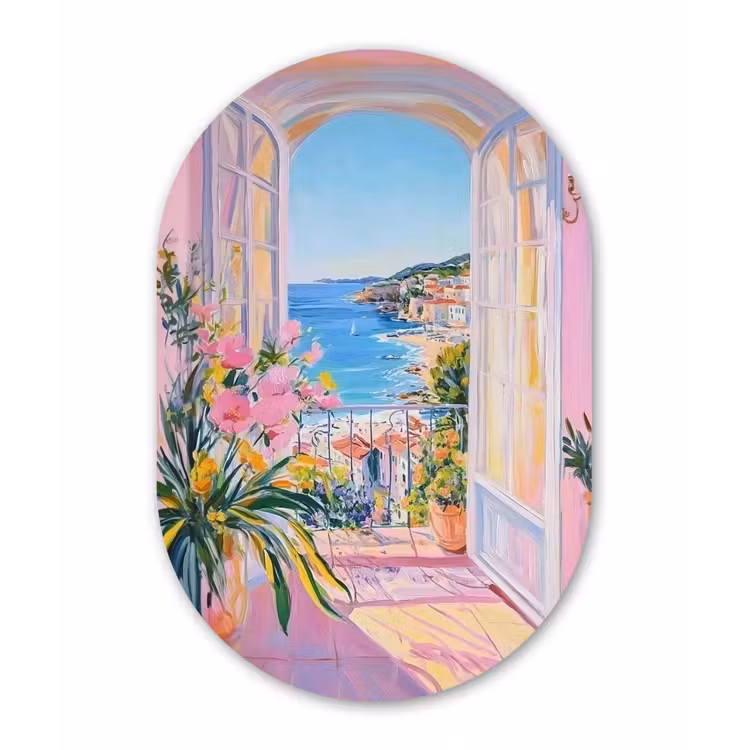 Roze - Buiten - Verf Wandcirkel Ovaal Forex klein -3d