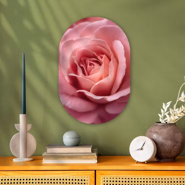 Roze - Roos - Romantisch Wandcirkel Ovaal Forex klein -sfeer2