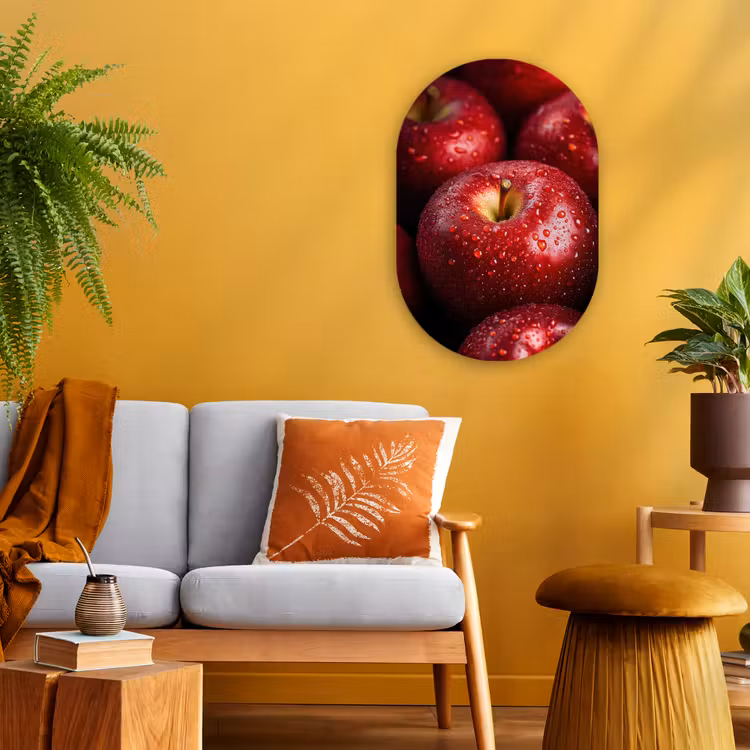 Rood - Appels - Fruit Wandcirkel Ovaal Forex klein -sfeer4