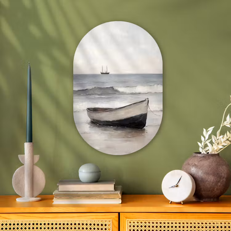 Roeiboot - Zee - Horizon Wandcirkel Ovaal Forex klein -sfeer2