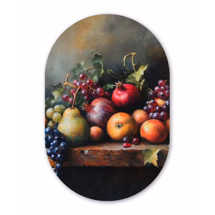 Rustiek - Stilleven - Fruit Wandcirkel Ovaal Forex klein -3d