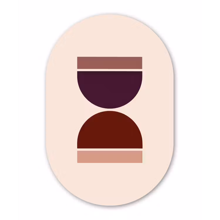 Zandloper - Symmetrisch - Rood - Paars Wandcirkel Ovaal Forex klein -3d