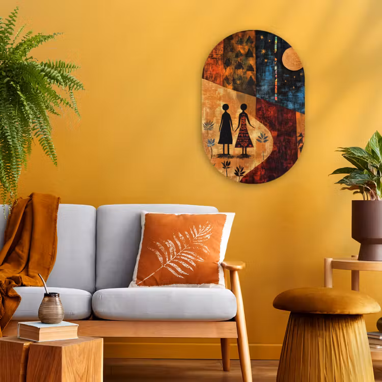 Silhouetten - Abstract - Zon - Maan Wandcirkel Ovaal Forex klein -sfeer4