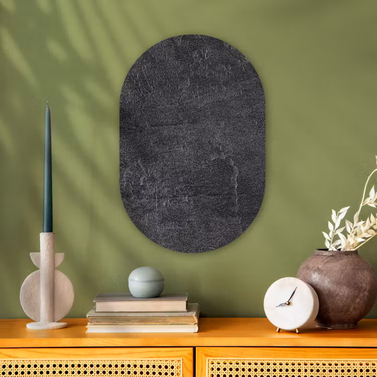 Leisteen - Beton - Natuursteen - Grijs Wandcirkel Ovaal Forex klein -sfeer2