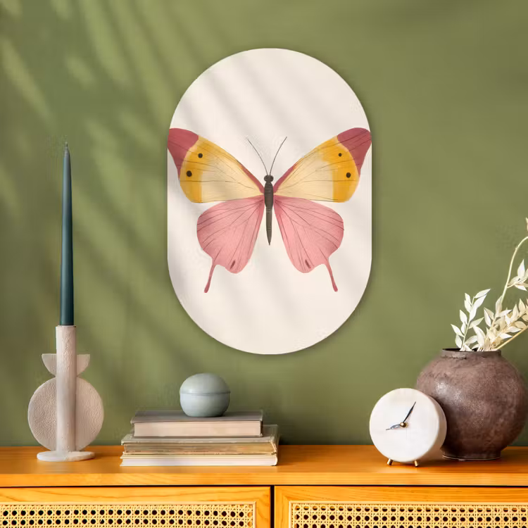 Vlinder - Illustratie - Roze Wandcirkel Ovaal Forex klein -sfeer2