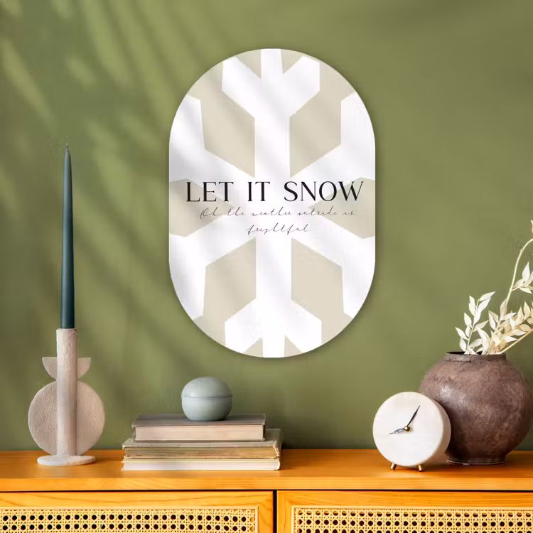 Sneeuw - Japandi - Winter - Decoratie Wandcirkel Ovaal Forex klein -sfeer2