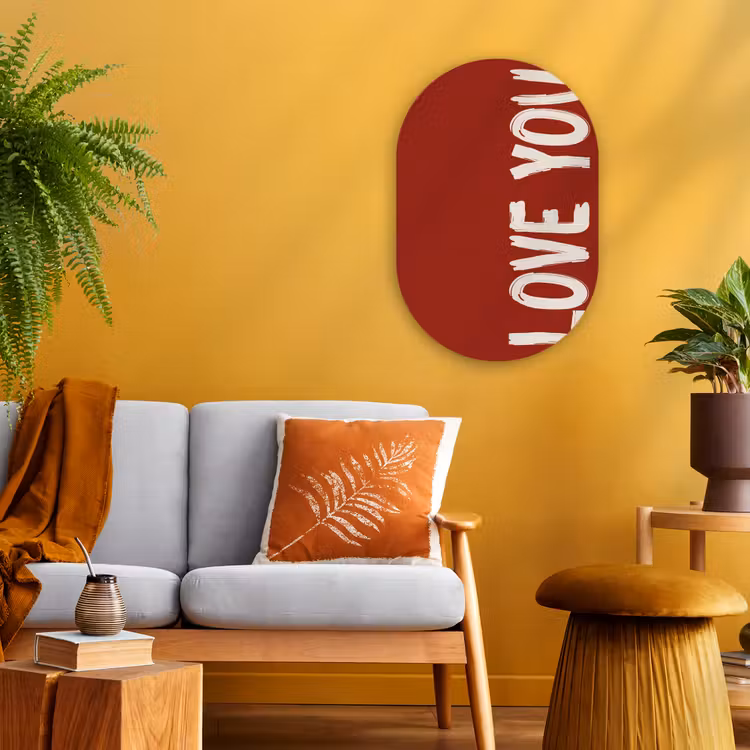 Schuin - Loveyou - Rood Wandcirkel Ovaal Forex klein -sfeer4
