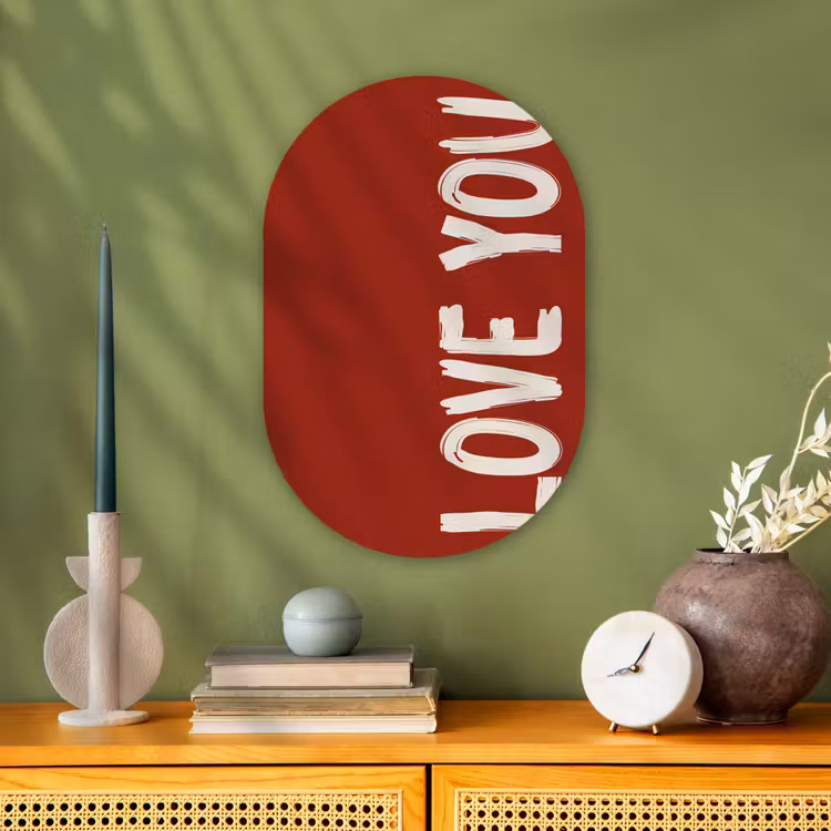 Schuin - Loveyou - Rood Wandcirkel Ovaal Forex klein -sfeer2