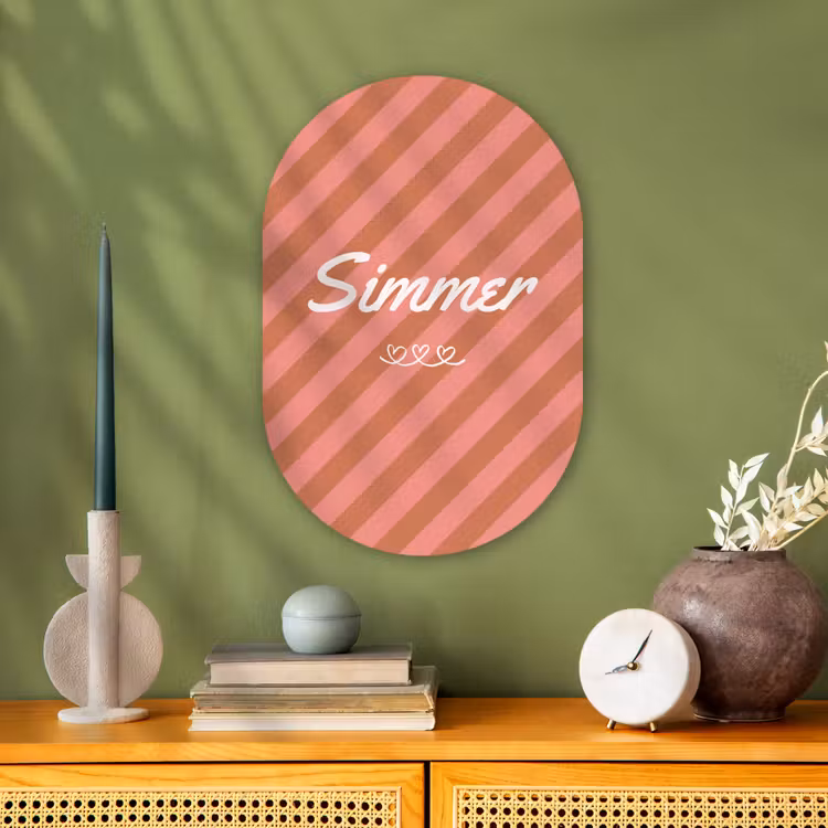 Simmer - Hartjes - Strepen - Roze Wandcirkel Ovaal Forex klein -sfeer2
