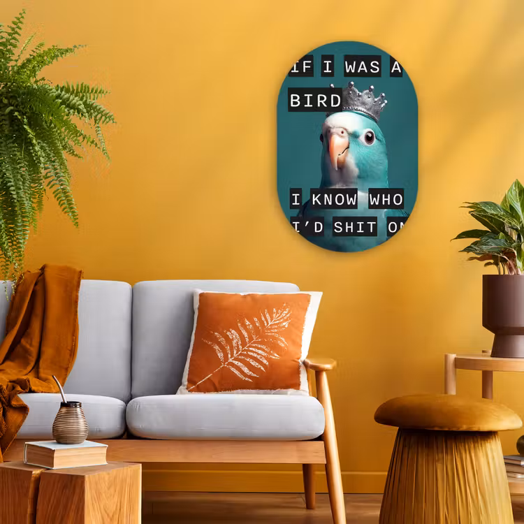 Parkiet - Turquoise - Quotes - Decoratie Wandcirkel Ovaal Forex klein -sfeer4