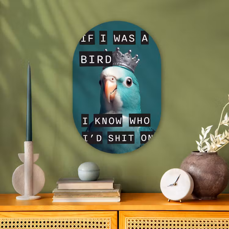 Parkiet - Turquoise - Quotes - Decoratie Wandcirkel Ovaal Forex klein -sfeer2