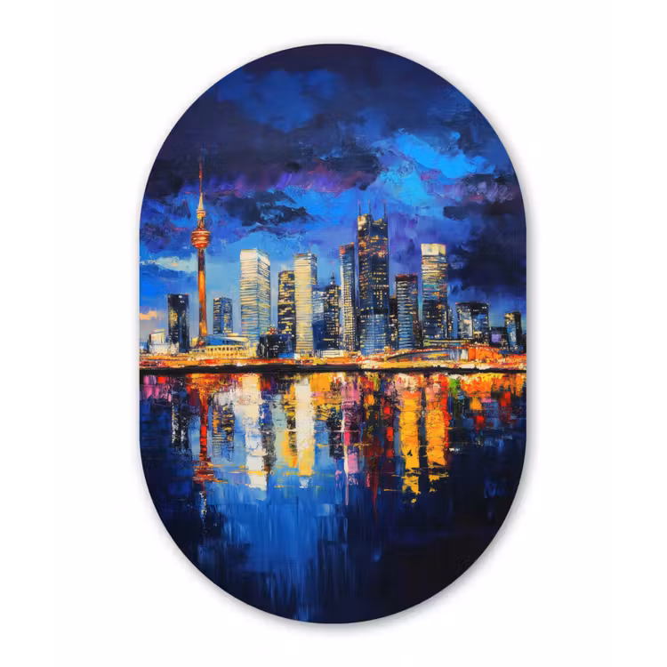 Skyline Toronto - Modern - Stadslicht - Blauw Wandcirkel Ovaal Forex klein -3d
