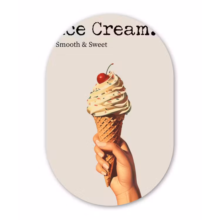 Ice cream - Softijs - Kleurrijk - Kers Wandcirkel Ovaal Forex klein -3d
