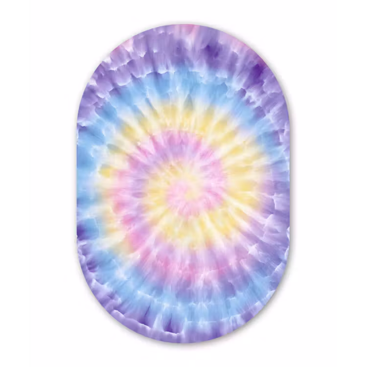 Spiraal - Tie dye - Pasteltinten Wandcirkel Ovaal Forex klein -3d