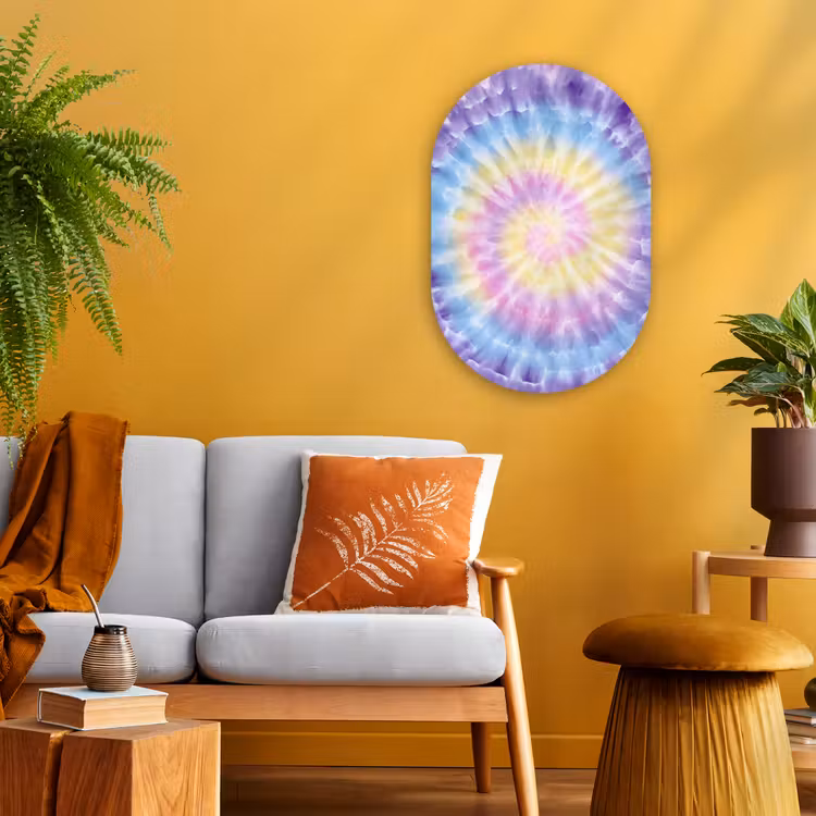 Spiraal - Tie dye - Pasteltinten Wandcirkel Ovaal Forex klein -sfeer4