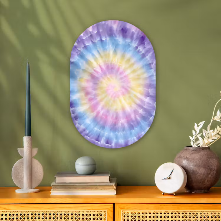 Spiraal - Tie dye - Pasteltinten Wandcirkel Ovaal Forex klein -sfeer2