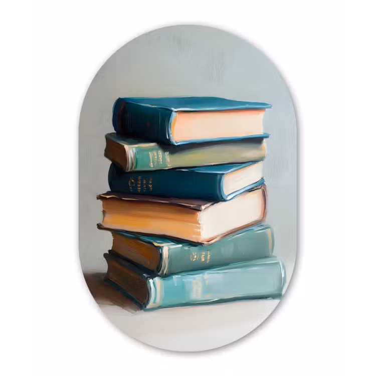 Stapel - Boeken - Groen - Daglicht Wandcirkel Ovaal Forex klein -3d