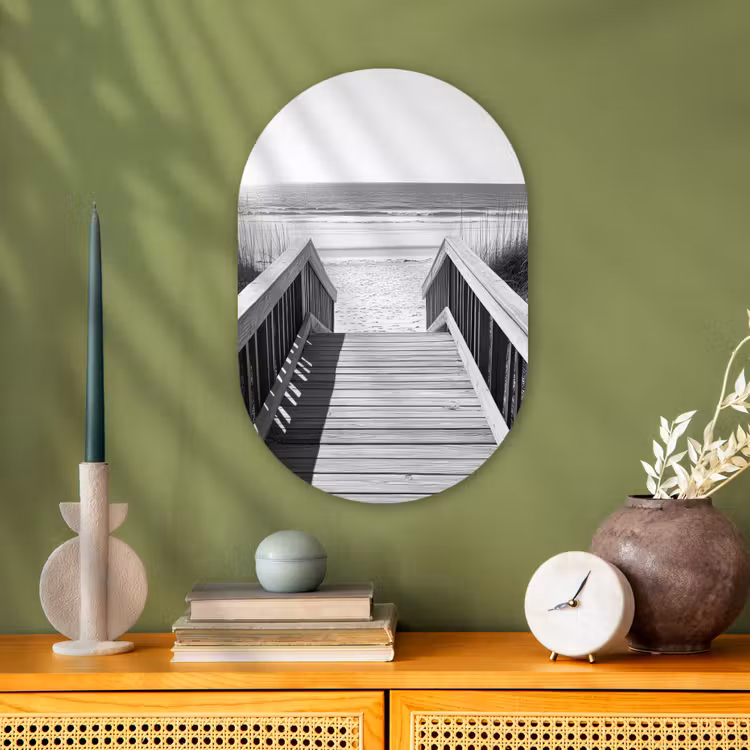 Loopbrug - Hout - Strand - Zee Wandcirkel Ovaal Forex klein -sfeer2