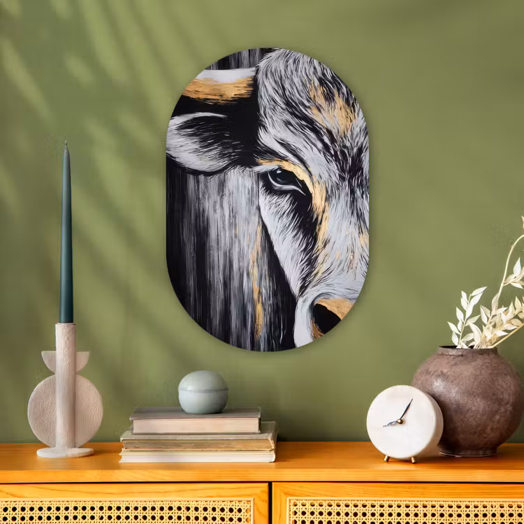 Stier - Hoorns - Snuit - Goud Wandcirkel Ovaal Forex klein -sfeer2