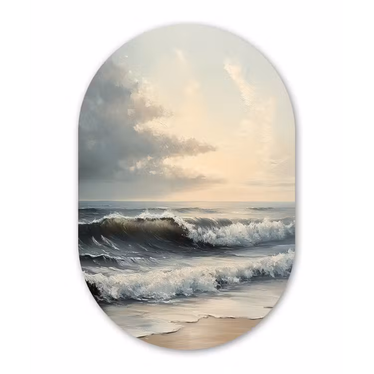 Strand - Zee - Zonsondergang Wandcirkel Ovaal Forex klein -3d