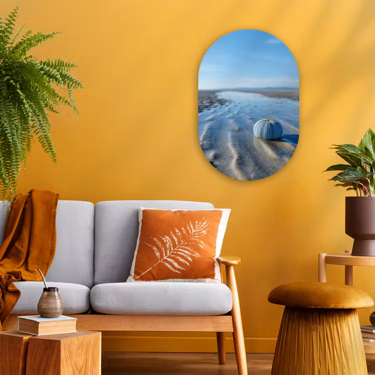 Strand - Schild - Water - Blauw Wandcirkel Ovaal Forex klein -sfeer4