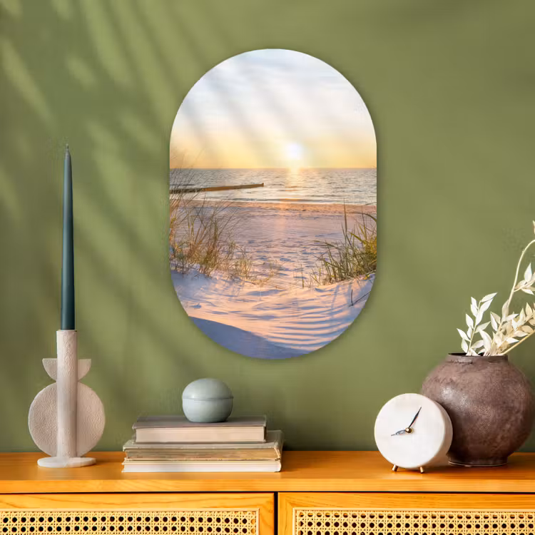 Strand - Zon - Duin - Gras - Zand - Horizon Wandcirkel Ovaal Forex klein -sfeer2