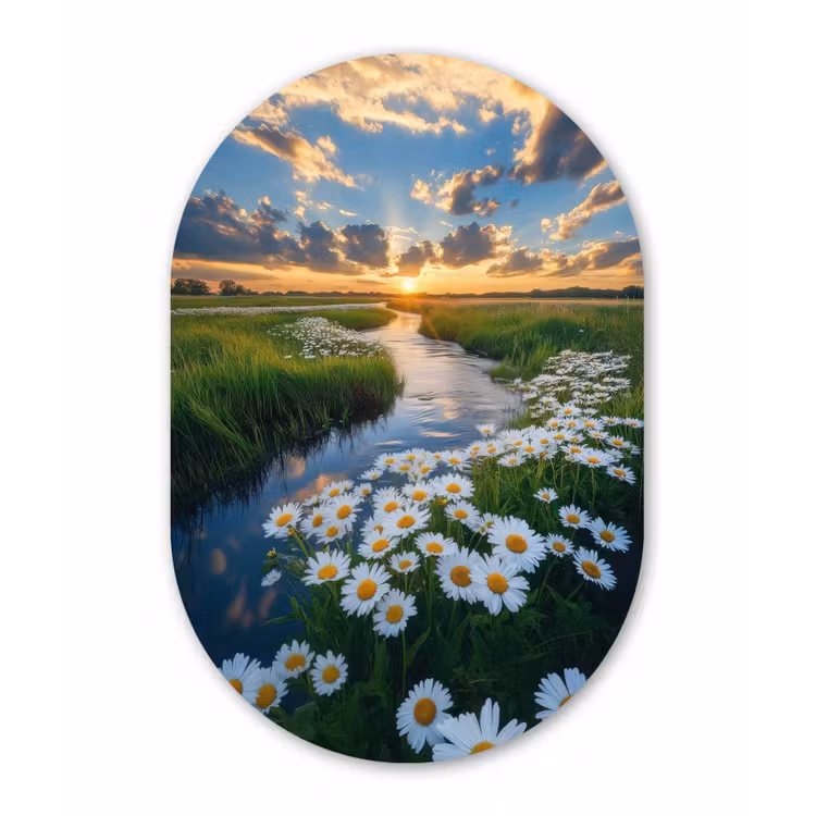 Beekje - Landschap - Margriet Wandcirkel Ovaal Forex klein -3d