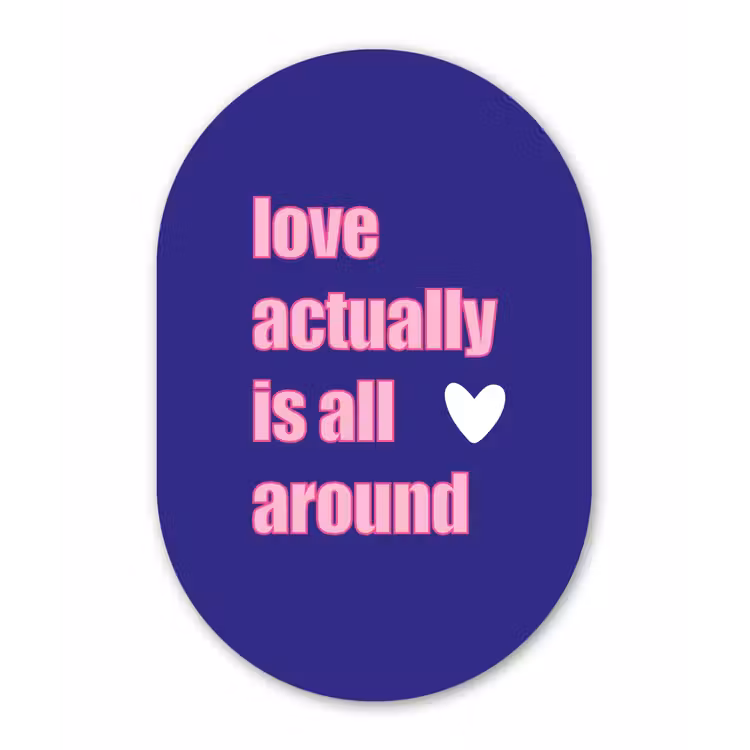 Tekst - Valentijn - Love - Blauw Wandcirkel Ovaal Forex klein -3d