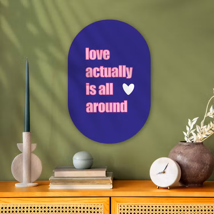 Tekst - Valentijn - Love - Blauw Wandcirkel Ovaal Forex klein -sfeer2