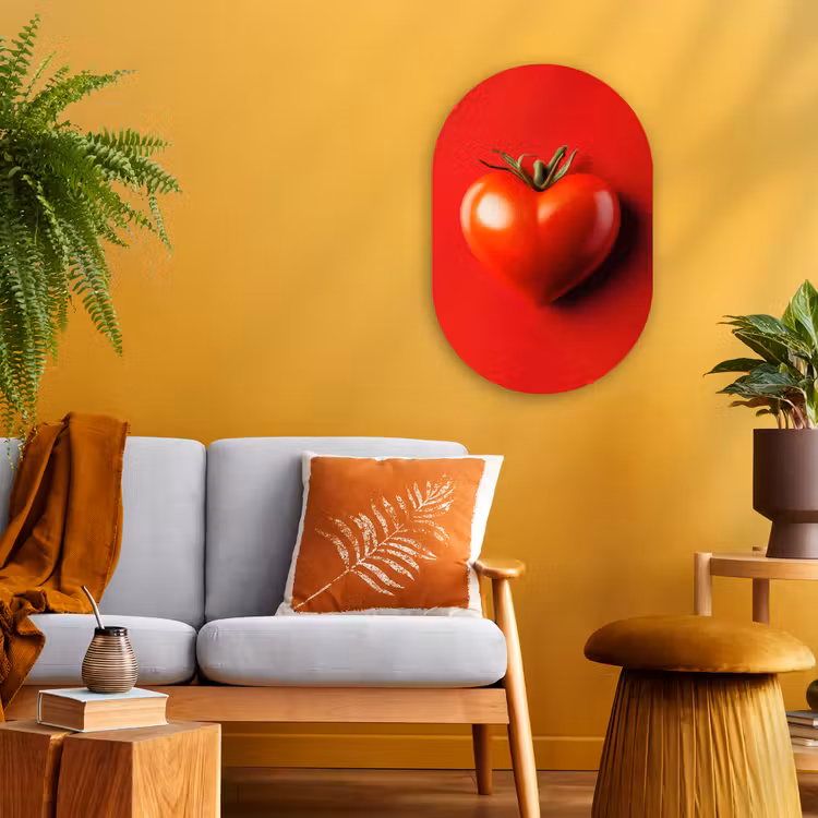 Tomaat - Rood - Hart Wandcirkel Ovaal Forex klein -sfeer4