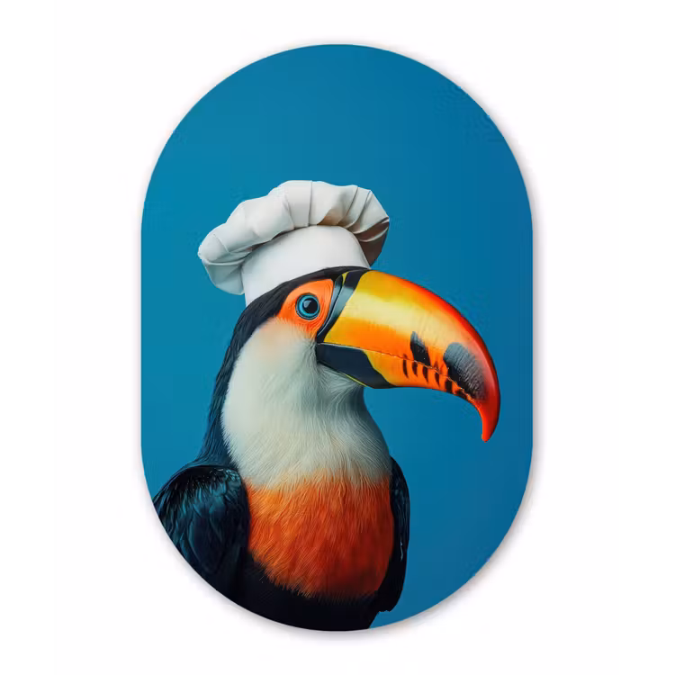 Toekan - Papegaai - Vogel - Koksmuts Wandcirkel Ovaal Forex klein -3d