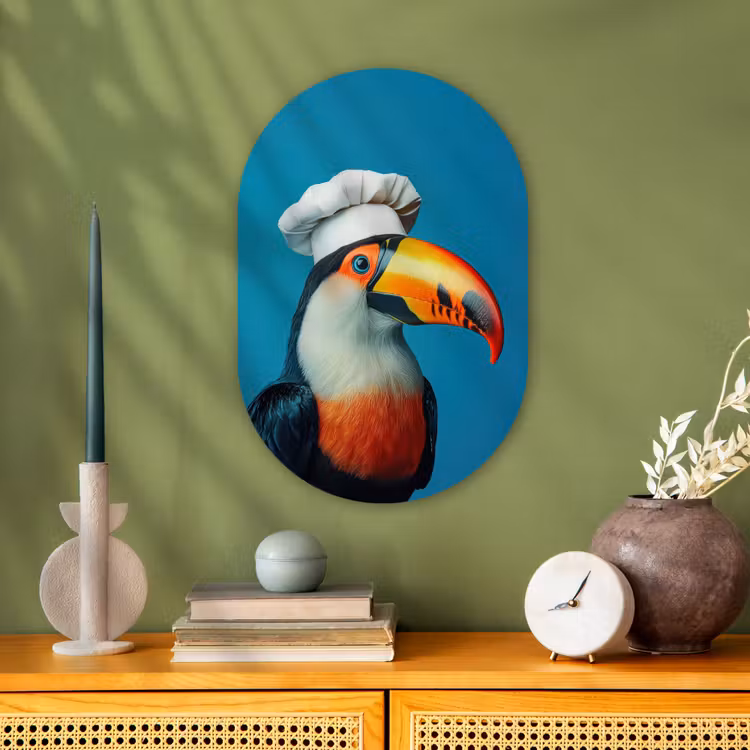 Toekan - Papegaai - Vogel - Koksmuts Wandcirkel Ovaal Forex klein -sfeer2