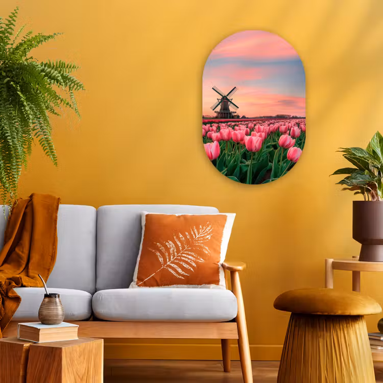 Tulpen - Molen - Nederland Wandcirkel Ovaal Forex klein -sfeer4