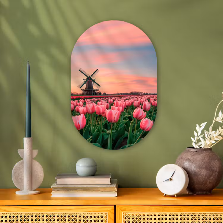 Tulpen - Molen - Nederland Wandcirkel Ovaal Forex klein -sfeer2