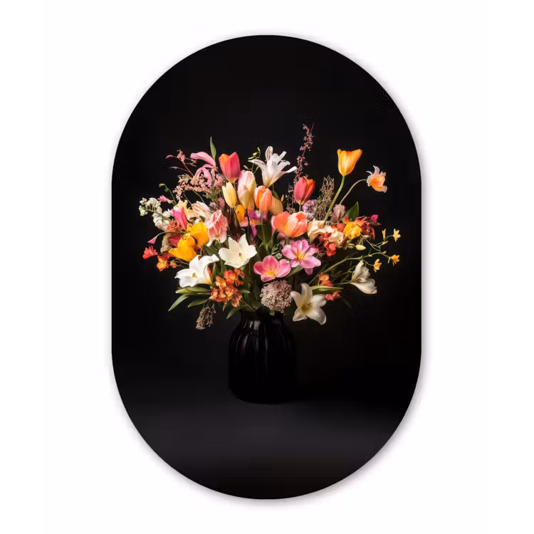 Vaas - Bloemen - Tulpen Wandcirkel Ovaal Forex klein -3d