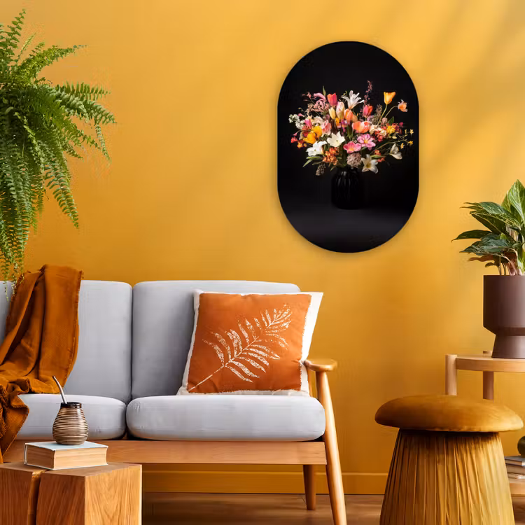 Vaas - Bloemen - Tulpen Wandcirkel Ovaal Forex klein -sfeer4