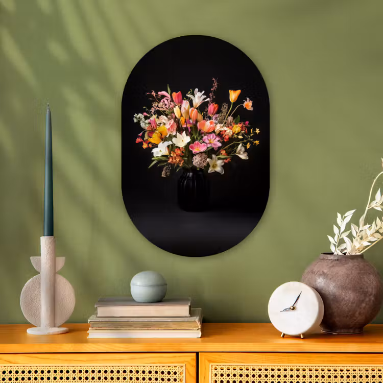 Vaas - Bloemen - Tulpen Wandcirkel Ovaal Forex klein -sfeer2