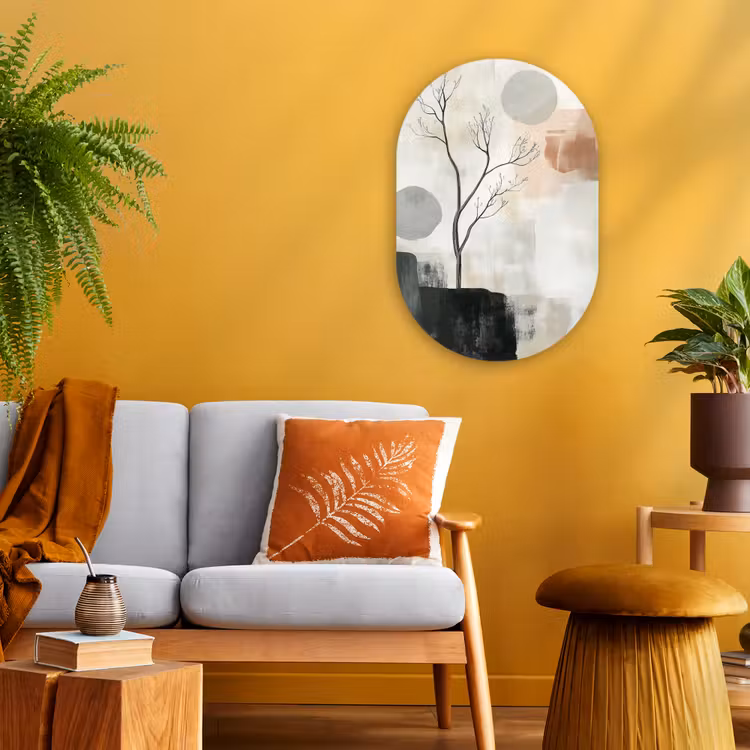 Wabi sabi - Beige - Plant Wandcirkel Ovaal Forex klein -sfeer4