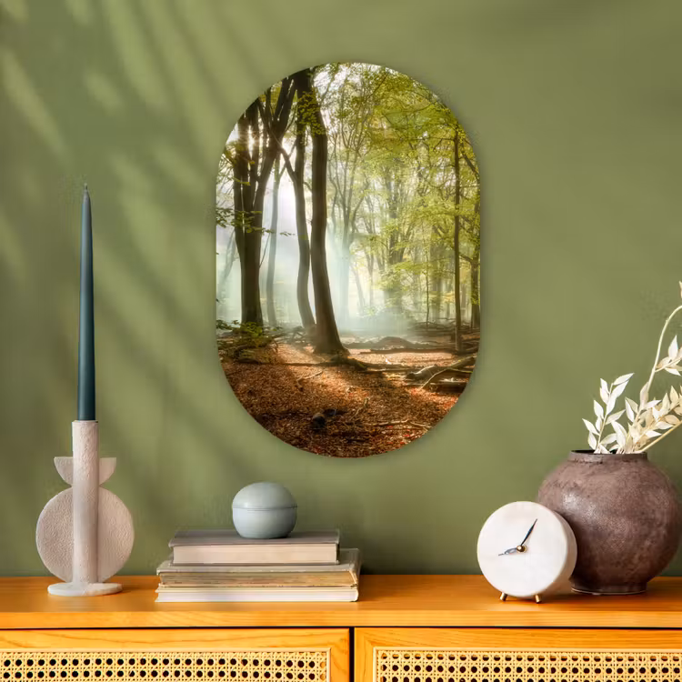 Bos - Zon - Seizoenen - Landschap Wandcirkel Ovaal Forex klein -sfeer2