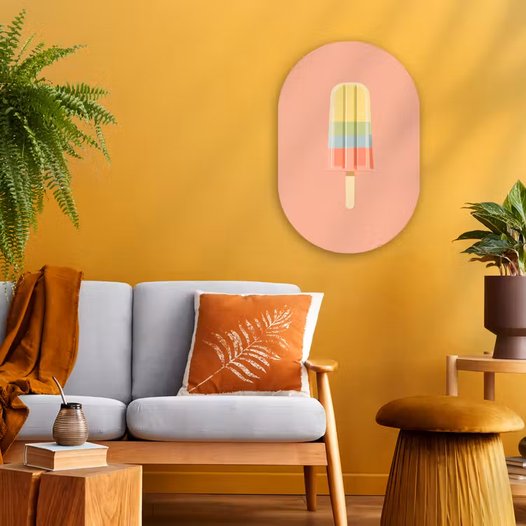 Waterijsje - Pasteltinten - Minimalistisch Wandcirkel Ovaal Forex klein -sfeer4