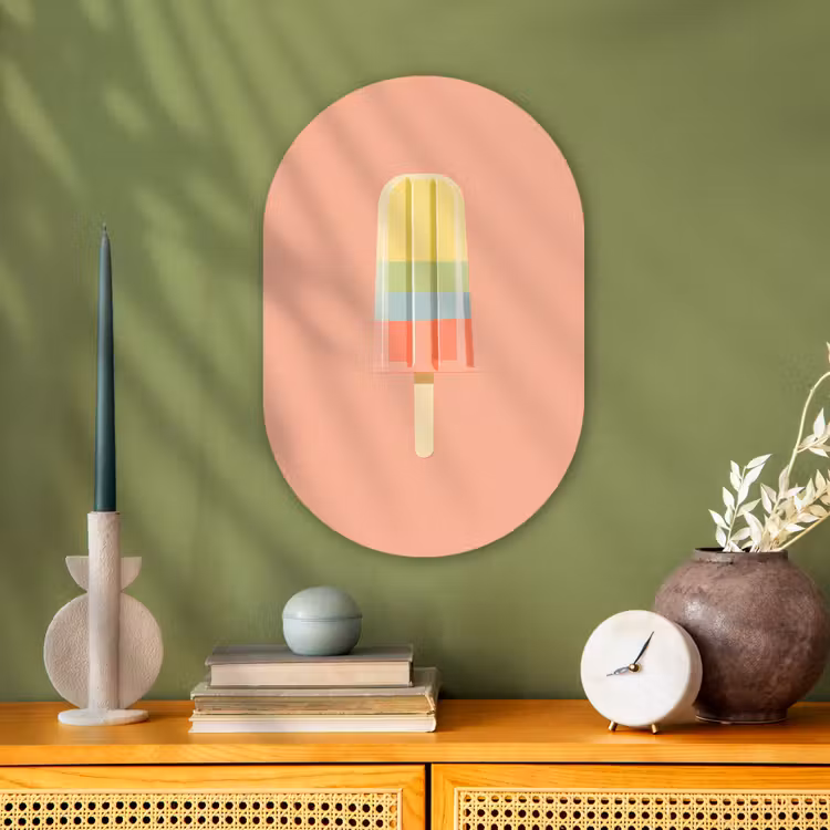 Waterijsje - Pasteltinten - Minimalistisch Wandcirkel Ovaal Forex klein -sfeer2