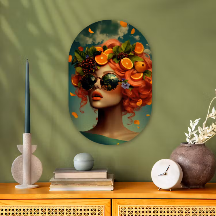 Vrouw - Sinaasappel - Bessen - Oranje Wandcirkel Ovaal Forex klein -sfeer2