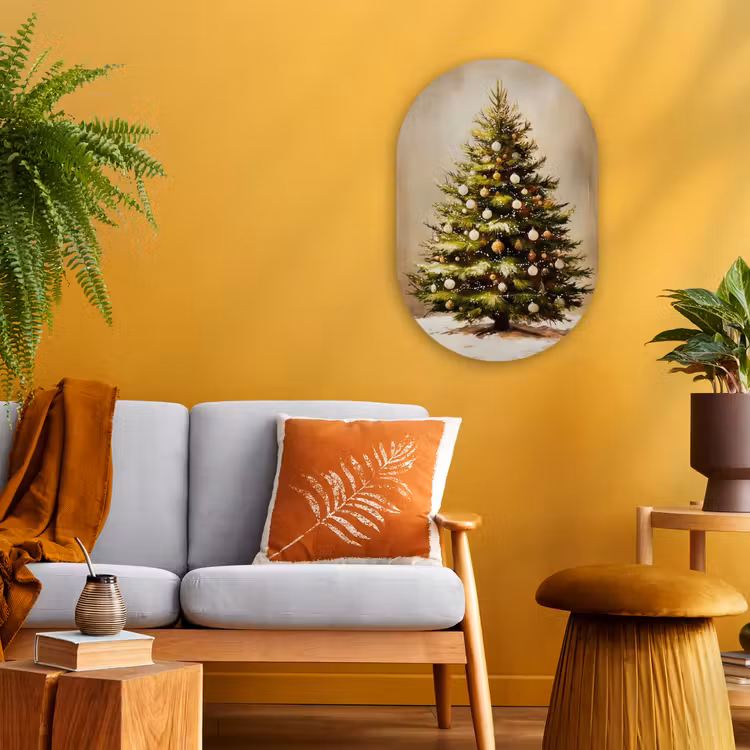 Kerst - Sfeer - Groen Wandcirkel Ovaal Forex klein -sfeer4