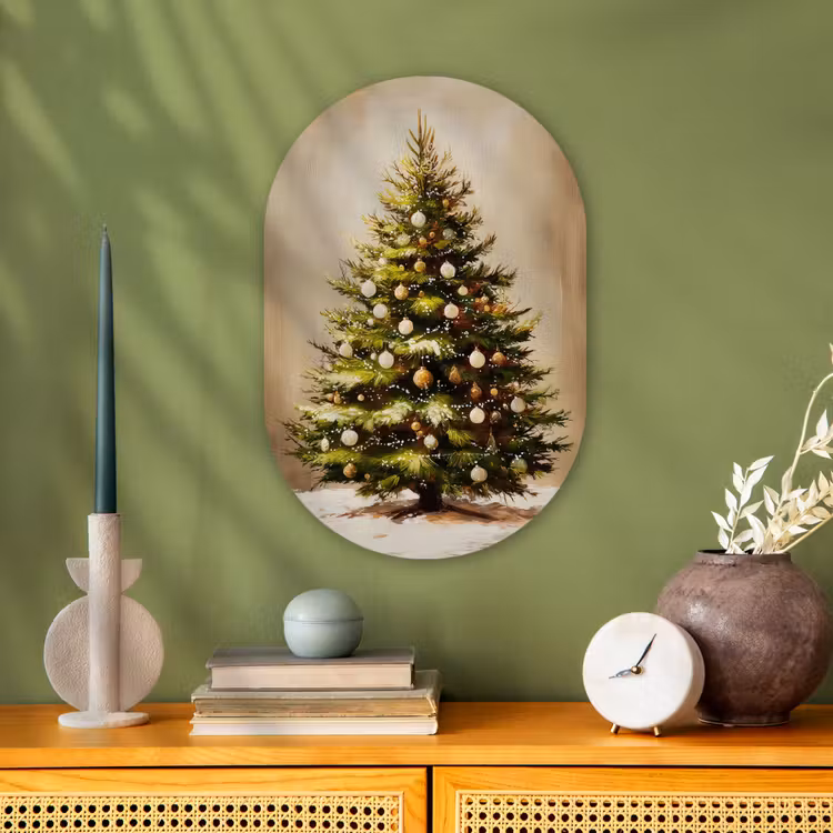 Kerst - Sfeer - Groen Wandcirkel Ovaal Forex klein -sfeer2