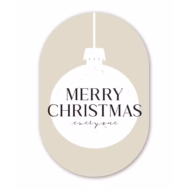 Christmas - Kerstballen - Japandi - Witte kerstballen Wandcirkel Ovaal Forex klein -3d