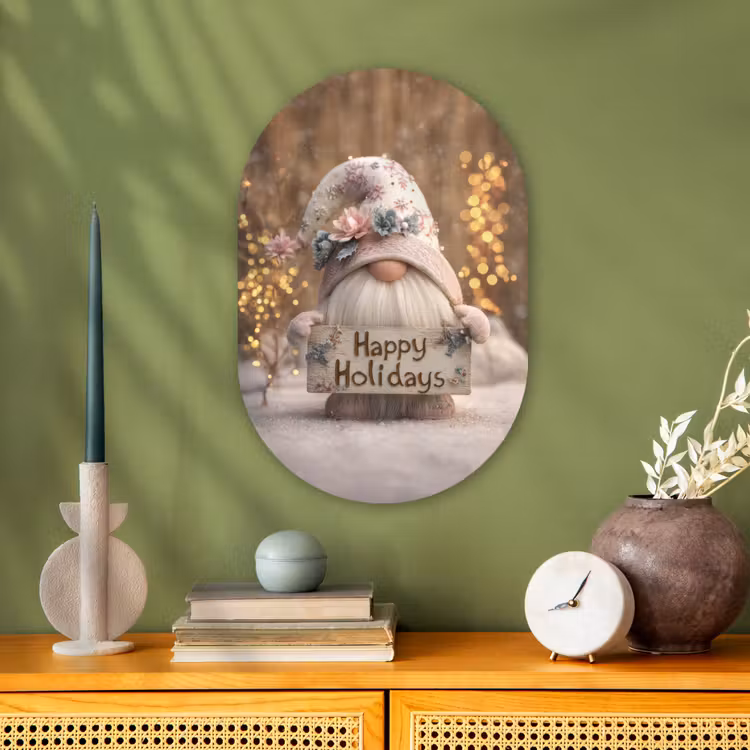 Kerst - Gnome - Bord - Kleurrijk Wandcirkel Ovaal Forex klein -sfeer2
