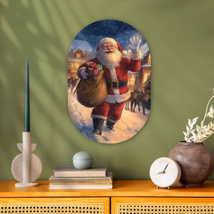 Kerstman - Dorp - Hert - Donker Wandcirkel Ovaal Forex klein -sfeer2