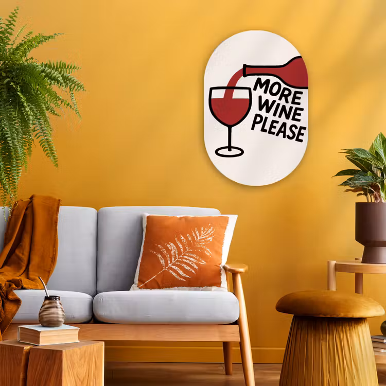 Wijnfles - Quote - Rood - Glas Wandcirkel Ovaal Forex klein -sfeer4