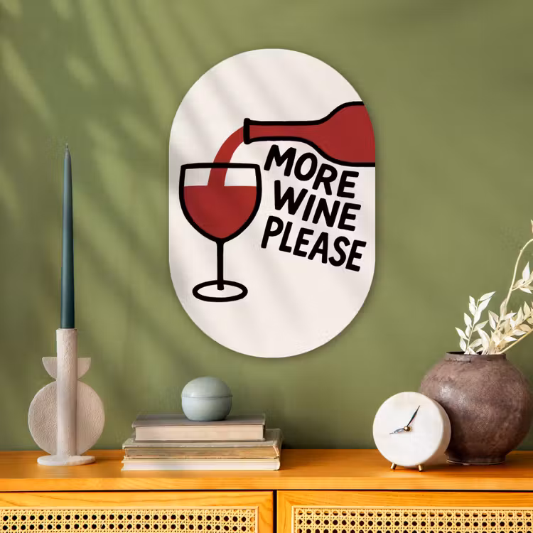 Wijnfles - Quote - Rood - Glas Wandcirkel Ovaal Forex klein -sfeer2